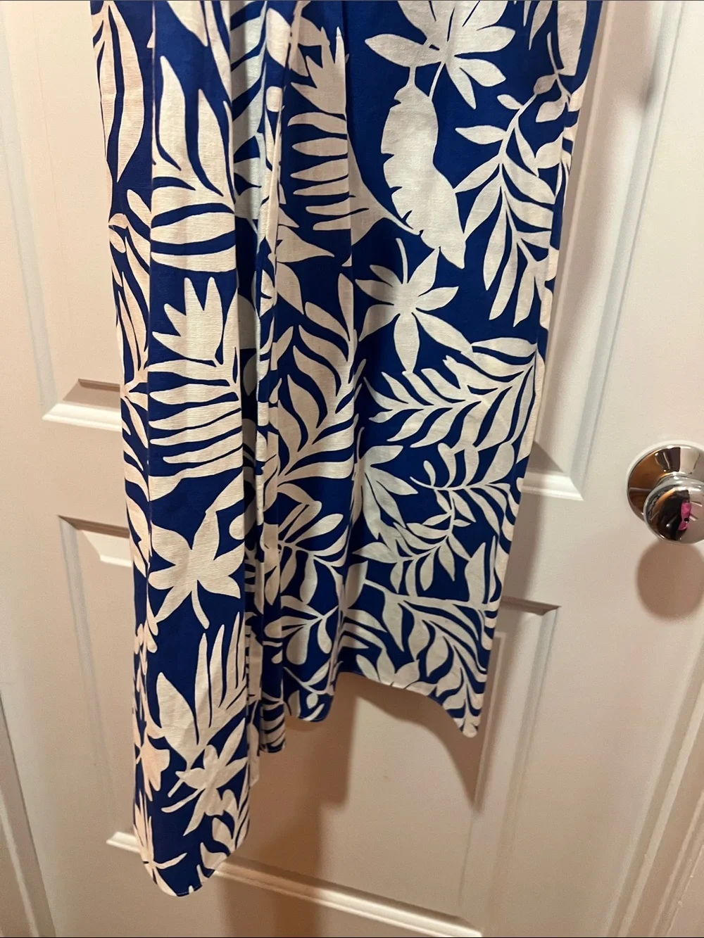 kate spade Blue and White Smocked Tropical Jumpsuit
